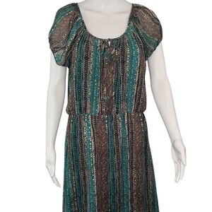 Maurices Brown &‎ Turquoise Short Sleeve Dress